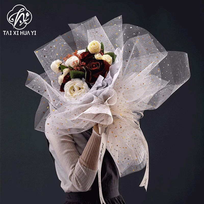 bronzing sequins star and moon yarn flower bag flower yarn floral materials flower gifts venue arrangement universal decorative mesh yarn