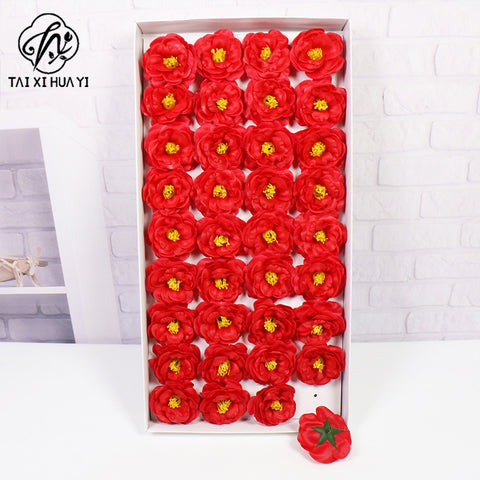 Christmas camellia fragrant soap flower large flower head soap flower gift box, bouquet decoration, artificial flower DIY materials wholesale