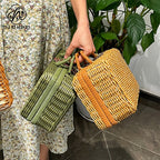 Rattan outdoor leisure picnic basket household PP imitation rattan retro suitcase storage props basket storage basket