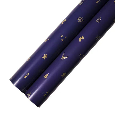 Dark Blue Eco-Friendly Paper Christmas Gift Wrapping UV Coating Offset Printing for Holiday Decorations Gift Set
