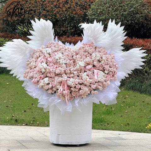 Internet celebrity feather explosion winged angel wings cone bouquet decoration advanced floral handmade DIY material