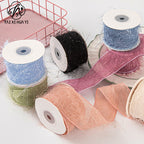 Korean thousand silk yarn with fringed chiffon yarn with burr edge yarn with girls bow headgear straw hat clothing accessories