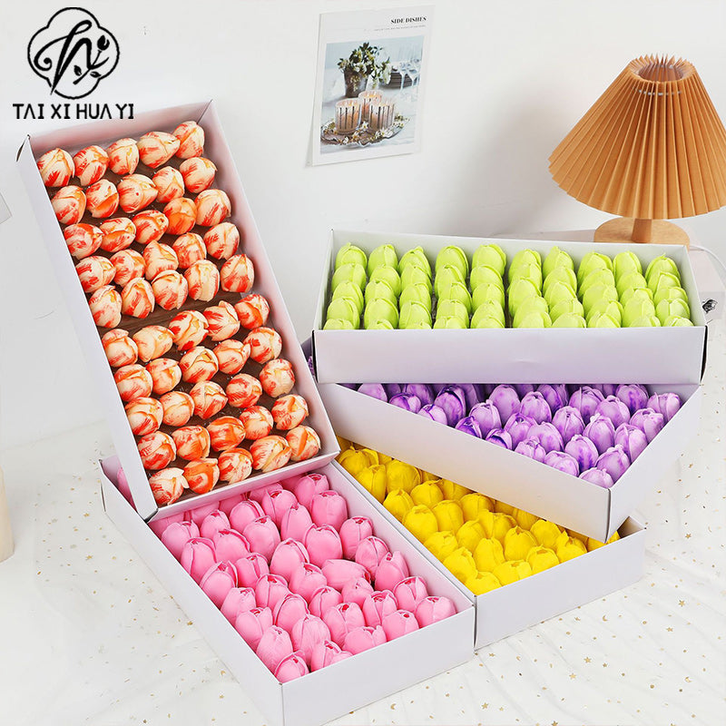 New product simulation tulip flower head soap flower mother's day send mother arrangement flower accessories handmade materials