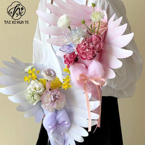Birds and Sky Shaping Feather Wings Wrapping Paper Flower Bouquet Handmade DIY Floral Materials Mother's Day