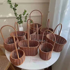 Modern Style Hand-Woven Rattan Wicker Shape Storage Basket Eco-Friendly Durable Lightweight Multifunctional Home Garden Plant