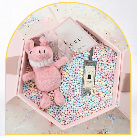 10G Internet celebrity gift box Girls Heart Birthday Foam Ball Slime Filled Granular Colorful Macaron Foam Ball