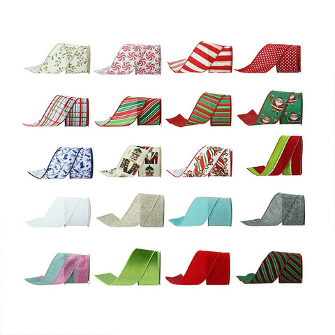 Luxury 4'' Wide Eco-Friendly Polyester Wedding Christmas Line Edge Gift Wrapping Diy Bow Wired Ribbon for Craft Wreath