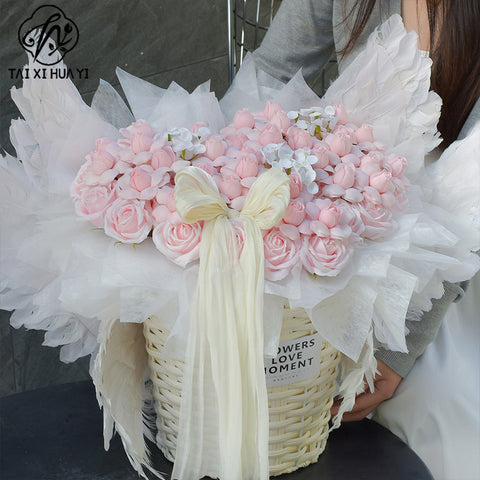 Internet celebrity feather explosion winged angel wings cone bouquet decoration advanced floral handmade DIY material