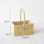 Woven Flower Basket with Paper Rope Handle for Mother's Day Party Wedding Easter Decor Wooden Gift Basket for Festive Occasions
