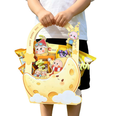 Children's Day cartoon portable box, flower hand holding flower arrangement box, handmade DIY snack candy gift packaging box