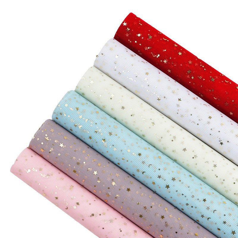 bronzing sequins star and moon yarn flower bag flower yarn floral materials flower gifts venue arrangement universal decorative mesh yarn