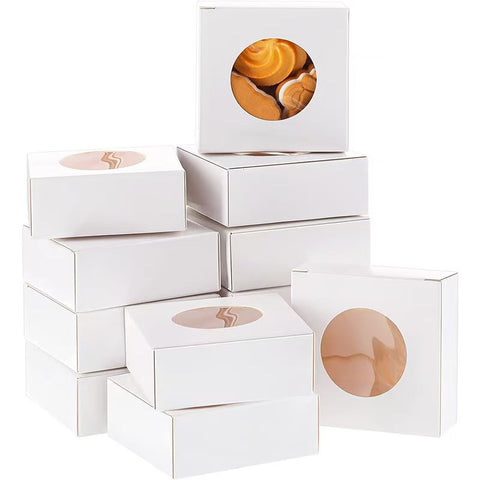 Brown Trapezoid Recyclable Eco-Friendly Gift Box Circle Transparent Window Kraft Box for Soap Party Jewelry Packaging Wholesale