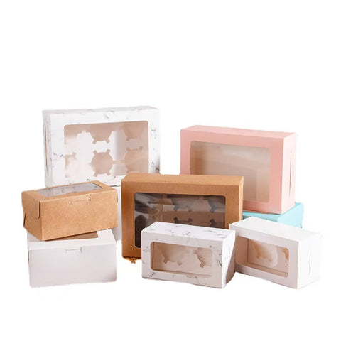 Eco-friendly Recyclable Plastic Cupcake & Muffin Packaging Box with Custom Printed Patterns and Logos