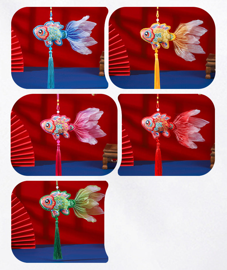 Guochao Dragon Boat Festival Goldfish Koi Sachet Pendant Embroidered Tassel Sachet Portable Pendant Purse Activity Small Gifts