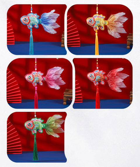 Guochao Dragon Boat Festival Goldfish Koi Sachet Pendant Embroidered Tassel Sachet Portable Pendant Purse Activity Small Gifts