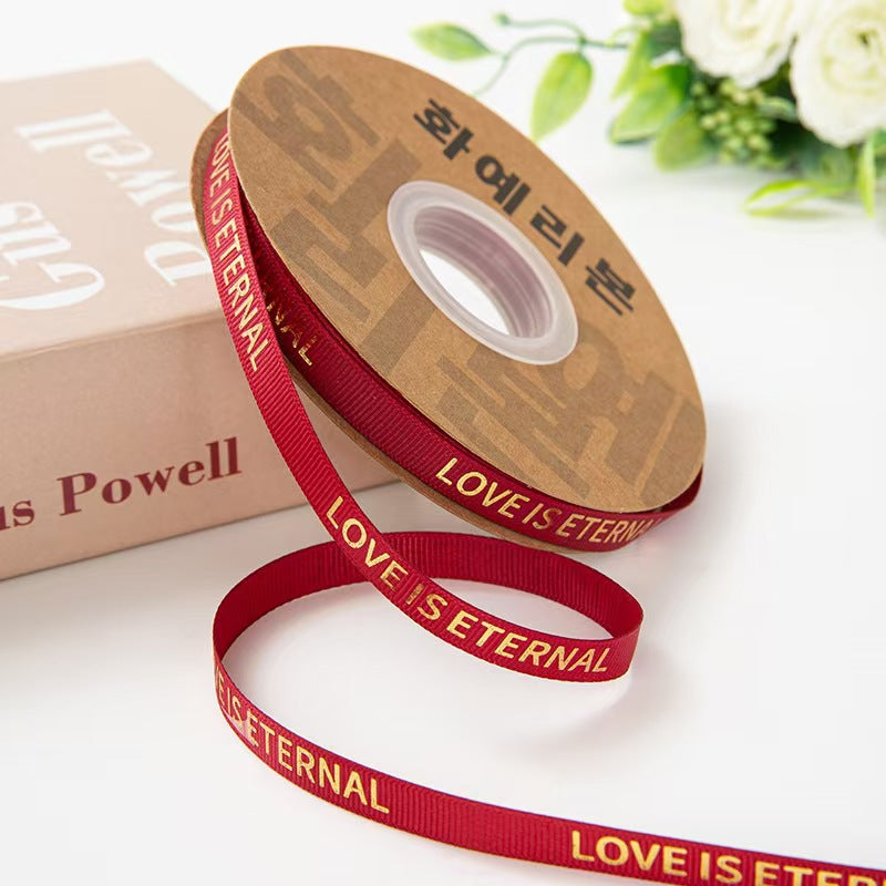 Valentine's Day flower shop floral supplies English threaded ribbon DIY bouquet ribbon material spot wholesale