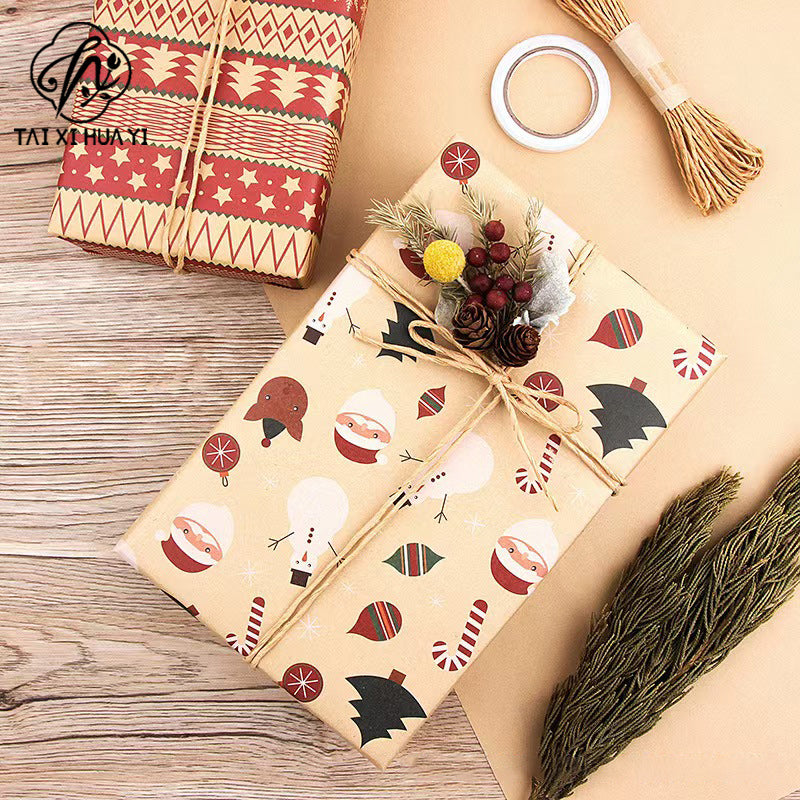 Amazon, new Christmas gift wrapping paper, retro yellow kraft paper gift box packaging DIY paper wholesale Secondary image