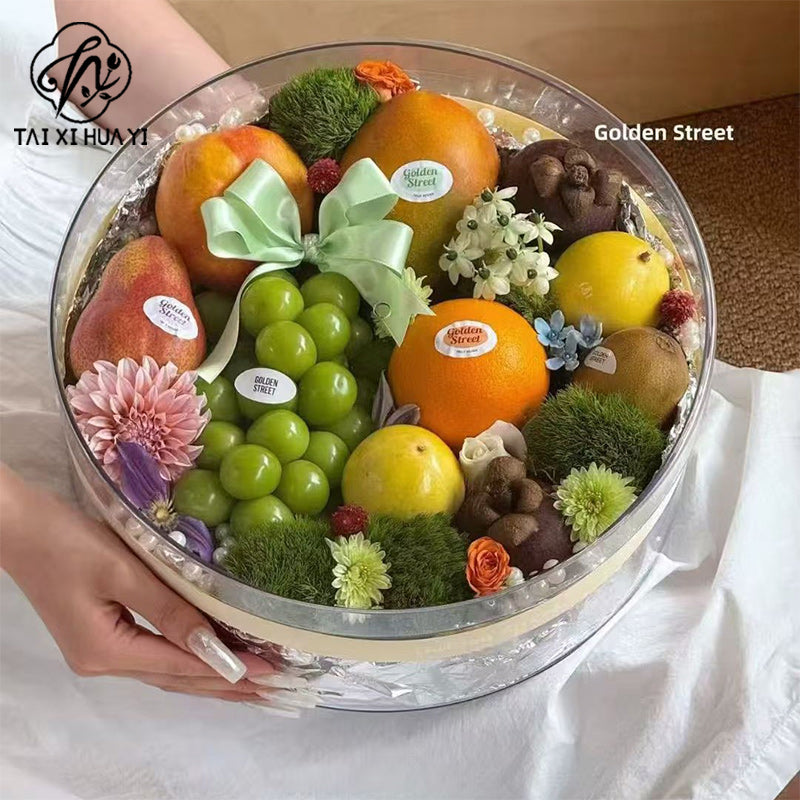 New large-capacity PET fruit flower box food grade round waterproof transparent flower fruit flower arrangement gift box empty box