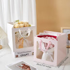 Recyclable Eco-friendly Art Gift Bags Clear PVC Window Paper Box for Flowers Dolls Toys Christmas Thank You Presents