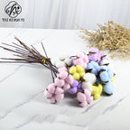 Simulation cotton head natural dried flower handmade retro country style flower arrangement wreath bouquet shooting props