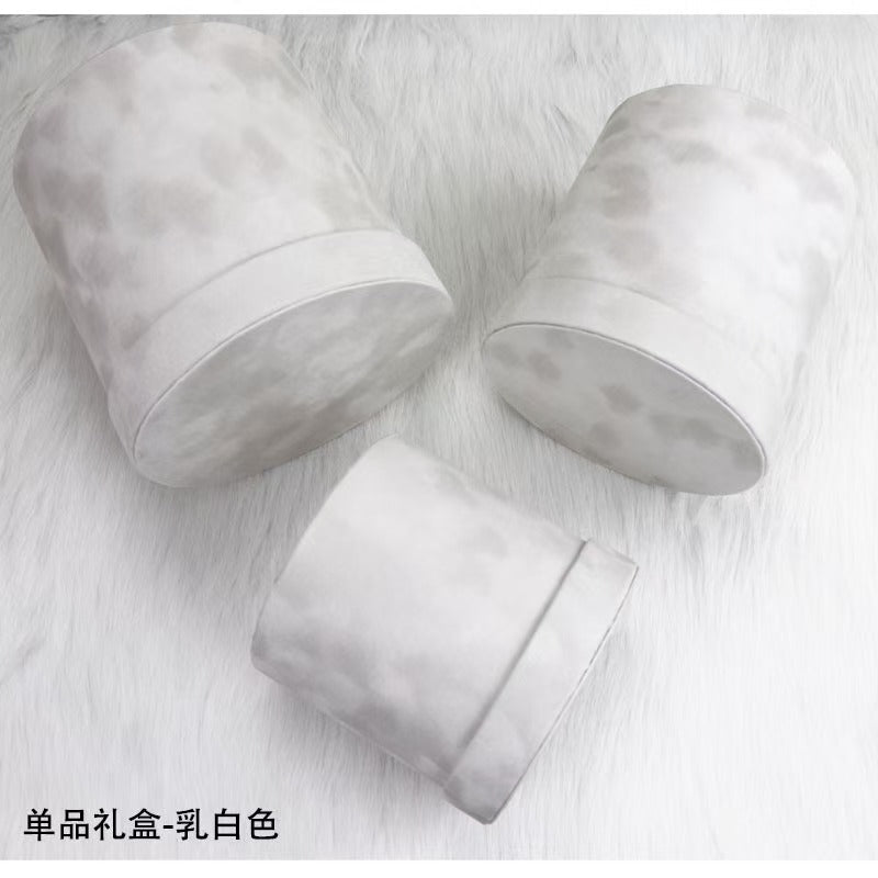 Factory Direct Sales Modern Luxury Wedding Gift Box Cylinder Velvet Flower Bucket Three-Piece Hug Bucket Cardboard + Velvet