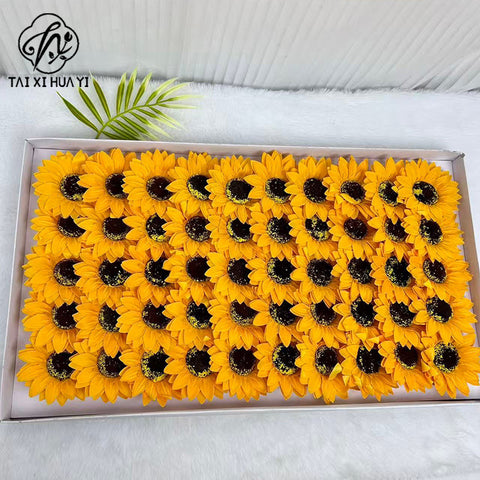 Sunflower Head Soap Flower Head Soap Flower Head Simulation Flower Sunflower DIY Teachers' Day Bouquet Manufacturer Wholesale