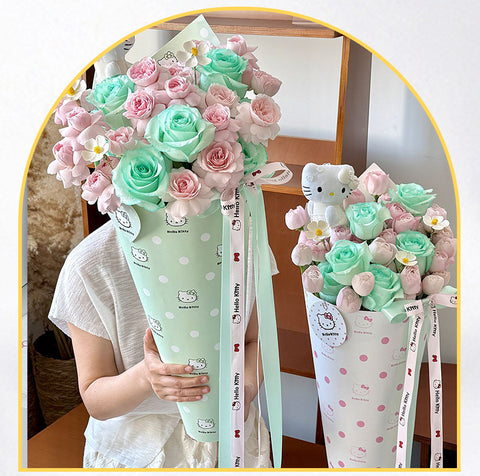 Polka dot Hello Kitty thickened wrapping paper modeling paper 157g kraft paper flower bouquet bag flower paper handmade floral materials