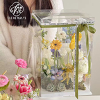 Transparent Square Birthday Party Cake Box Display Case Waterproof Recycled Materials Paperboard Rigid Boxes Baking Tools Cake