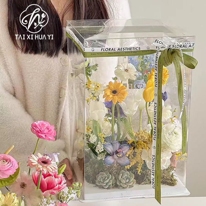 Transparent Square Birthday Party Cake Box Display Case Waterproof Recycled Materials Paperboard Rigid Boxes Baking Tools Cake
