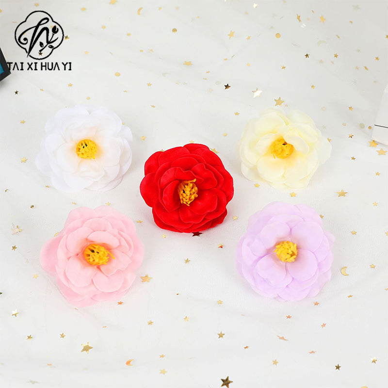 Christmas camellia fragrant soap flower large flower head soap flower gift box, bouquet decoration, artificial flower DIY materials wholesale รูปสินค้าหลัก