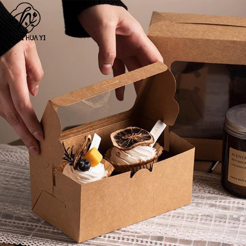 1/2/4/6/12 capsules window muffin box baking snow meiniang egg tart box packaging box cupcake packaging box Main image