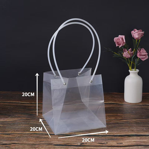 PVC Transparent Square Trapezoid Handle Packaging Bag Waterproof Plastic Storage for Festival Gifts Shrink Bag