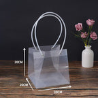 PVC Transparent Square Trapezoid Handle Packaging Bag Waterproof Plastic Storage for Festival Gifts Shrink Bag