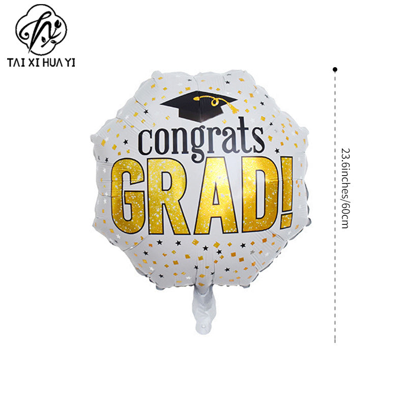 Cross-border hot-selling 18-inch graduation season aluminum foil balloons, round five-pointed star graduation hats, aluminum foil balloon venue decoration
