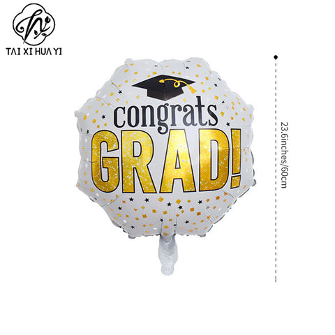 Cross-border hot-selling 18-inch graduation season aluminum foil balloons, round five-pointed star graduation hats, aluminum foil balloon venue decoration