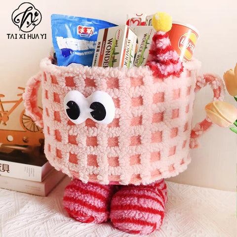 Dopamine woven storage basket desktop living room entrance ornament large capacity small monster snacks doll storage basket