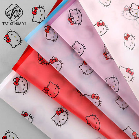 Cartoon magic edge bow cat cat head cat kt matte translucent paper bouquet wrapping paper waterproof floral packaging
