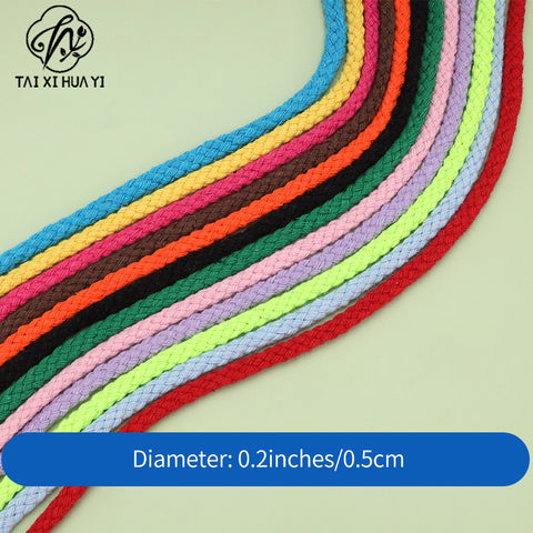 Spot 5mm colored eight-strand cotton rope, handmade DIY woven hemp rope, drawstring, trouser belt binding rope, hollow 8-strand cotton rope
