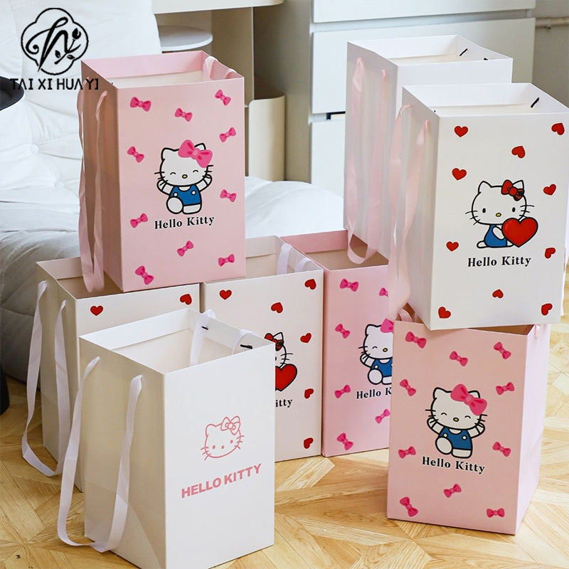 Zhuo Qixi Festival new product hello kitty flower tote bag ice cream bucket special tote bag packing bag