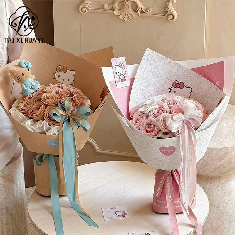 Sweetheart kt wrapping paper flower bouquet packaging decoration, Hello Kitty high quality thickened paper flower shop floral materials