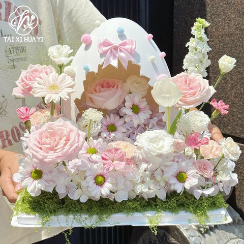 New floral eggshell broken shell day broken egg bouquet flower box birthday cake gift box flower packaging box