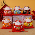 4.5 inch Lucky Cat Cute Cartoon Piggy Bank Ceramic Gift Printing Home Decoration Customer Wholesale Shipping