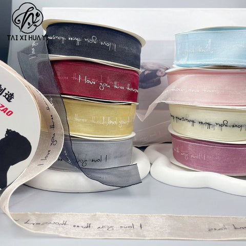 English alphabet transparent ribbon snow yarn belt chiffon webbing ribbon ribbon ribbon bouquet cake wrapping gift